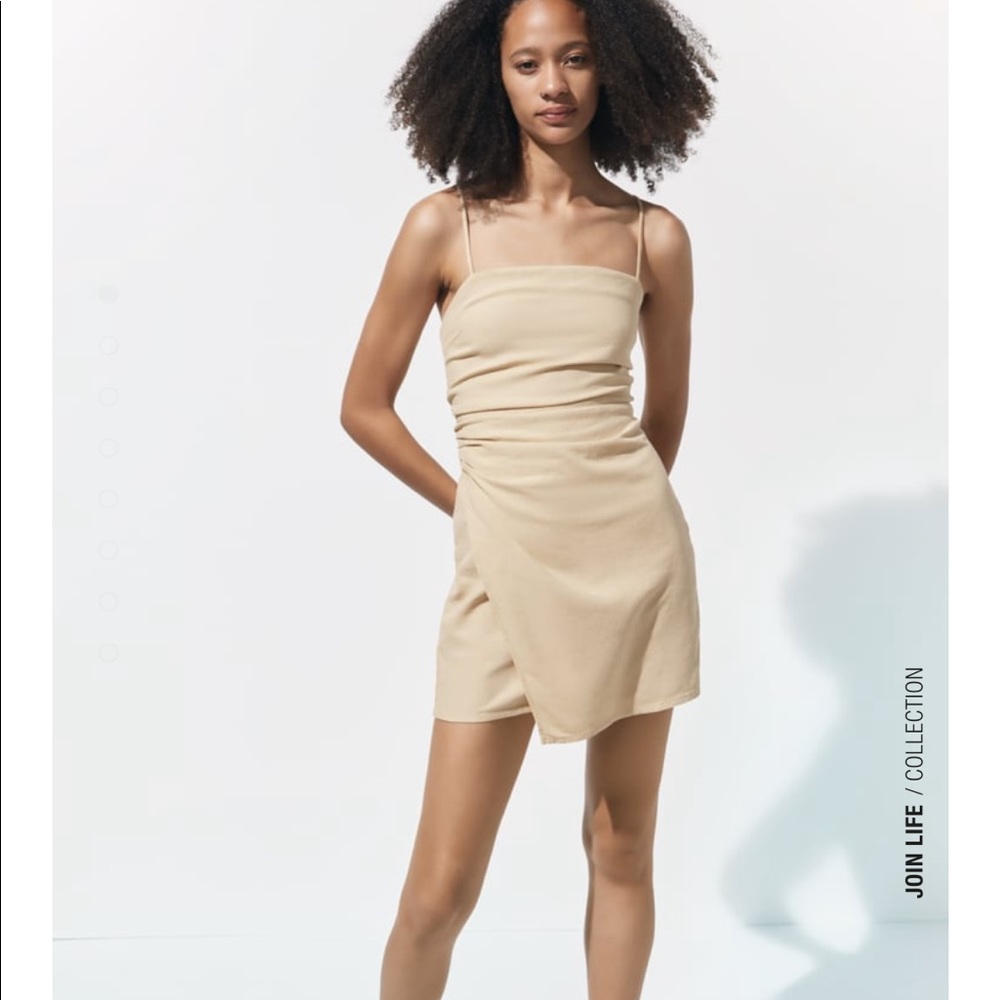 🛍 SALE Zara Nude Draped Mini Dress
